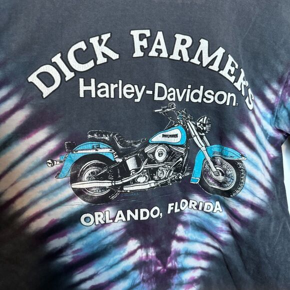 Vintage Harley Davidson Shirt Mens Large Tie Dye Dream Catcher Dick Farmers 90s - Picture 8 of 13